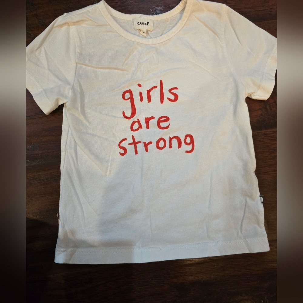 Oeuf White Tee with Red Print